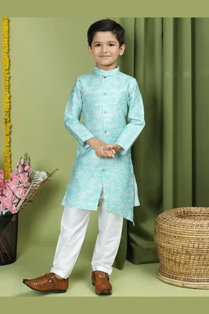 TABARD Boys Geometric Printed Regular Pure Cotton Kurta with Pyjamas