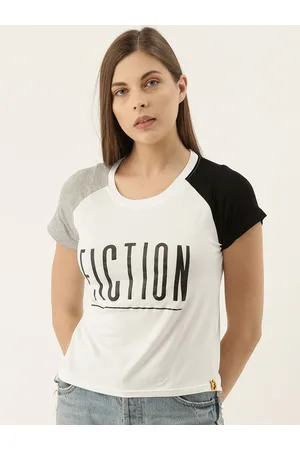 Campus Women White Printed Round Neck T-shirt