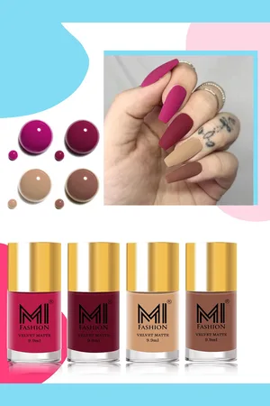 MI FASHION Set Of 4 Velvet Matte Lacquer Nail Polish 9.9ml Each - Shades 24-25-28-36