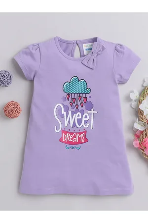 BUMZEE Girls Graphic Printed Cotton T-shirt Dress