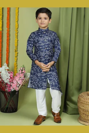 TABARD Boys Ethnic Motifs Printed Pure Cotton Kurta With Pyjamas