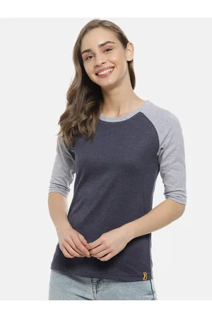 Campus Women Grey Solid Pure Cotton Top