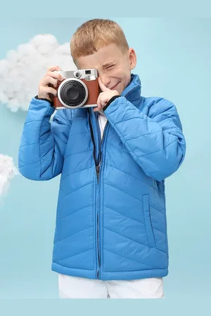 Instafab Boys Blue Windcheater Crop Outdoor Bomber Jacket