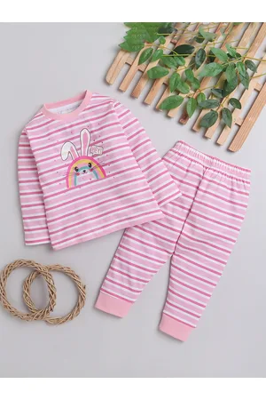 BUMZEE Girls Printed Pure Cotton T-Shirt And Trousers