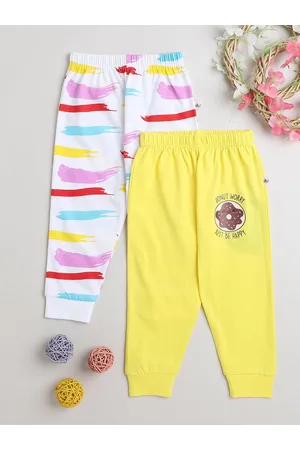 BUMZEE Girls Pack Of 2 Printed Mid-Rise Cotton Joggers