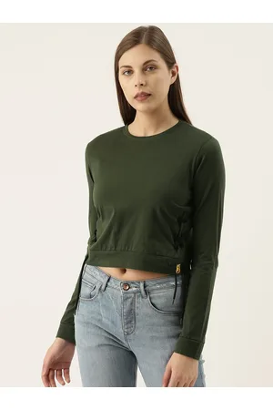Campus Olive Green Crop Top