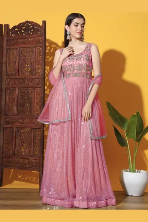 Chhabra 555 Sequin Embellished Embroidered Maxi Ethnic Dresses With Dupatta