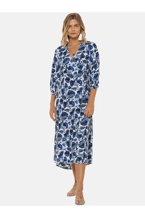 Campus Women Navy Blue Printed A-Line Dress