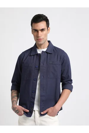 The Bear House Men Solid Regular Fit Cotton Shacket