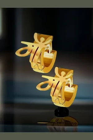 VÌEN Unisex Gold-Plated Stainless Steel Cubic Zirconia Contemporary Hoop Earring