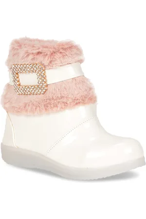 Lil Lollipop Girls Faux Fur Trim & Buckle Embellished Mid-Top Winter Boots