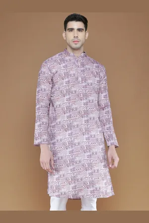 Sanwara Ethnic Motifs Printed Mandarin Collar Cotton Straight Kurta