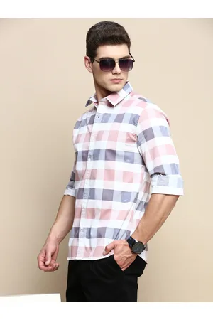 Invictus Men Sport Gingham Checks Slim Fit Opaque Casual Shirt