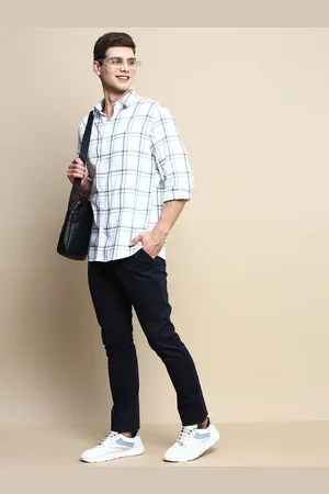 Invictus Sport Slim Fit Windowpane Checks Cotton Casual Shirt