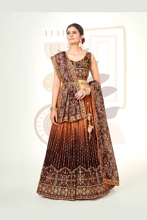 SHOPGARB Embroidered Sequinned Semi-Stitched Lehenga & Unstitched Blouse With Dupatta