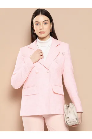 Chemistry Knitted Self-Design Double-Breasted Blazer