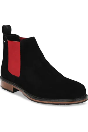 Delize Men Black Colourblocked Suede Flat Boots