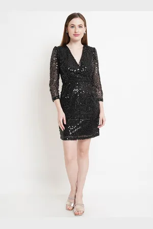 Purple State Black Embellished Dress