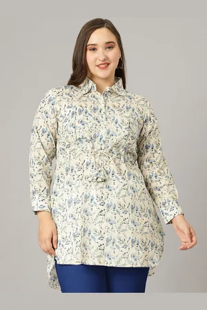 Curvy Lane Plus Size Floral Printed Shirt Style Longline Modal Top