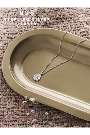 Accessorize London Women 925 Sterling Silver Plated Textured Pendant Necklace