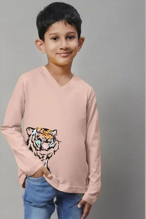 Friskers Boys Graphic Printed V-Neck Long Sleeve Cotton Slim Fit T-shirt