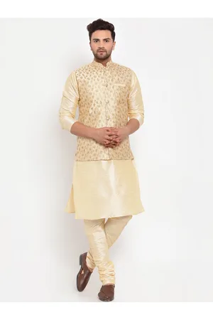 Kraft Men Beige Beige Kurta & Churidar with Embroidered Nehru Jacket