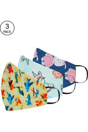 Tossido Kids Pack Of 3 Digitally Printed 3-Ply Pure Cotton Cloth Masks
