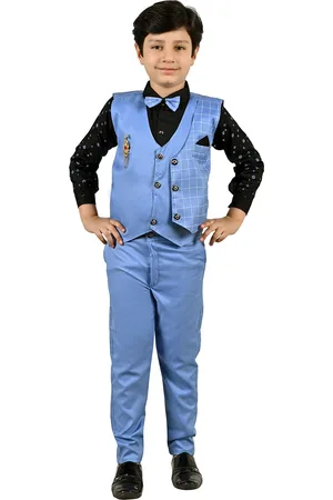 BAESD Boys Checked Pure Cotton Waistcoat & Trouser With Shirt