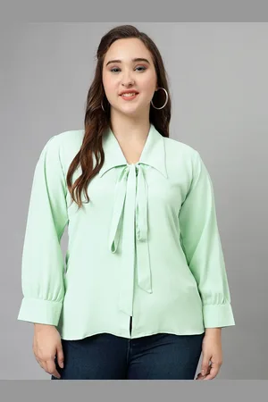 Curvy Lane Plus Size Tie-Up Details Shirt Style Top