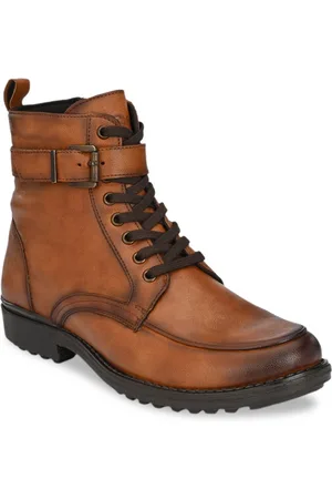 Delize Men Tan Brown High Top Flat Boots
