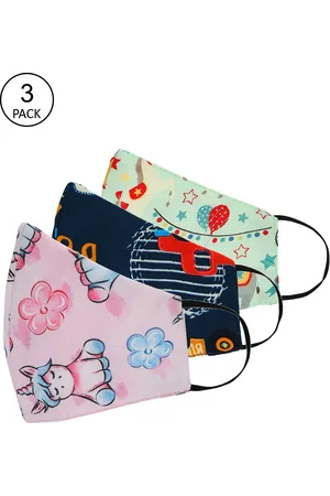 Tossido Kids Pack Of 3 Digitally Printed 3-Ply 100% Pure Cotton Cloth Masks