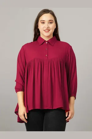 Curvy Lane Plus Size High-Low Hem Shirt Style Top