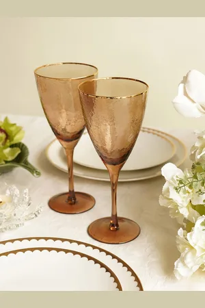 Pure Home and Living Brown 2 Pieces Hammered Wine Glasses