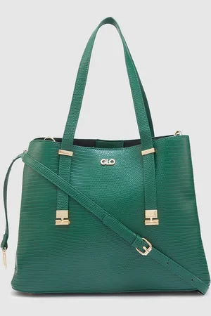 Globus Women Forest Green Textured Casual Handheld Bag