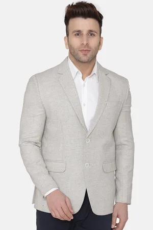 Wintage Men Silver-Toned Self Design Regular-Fit Single-Breasted Blazer