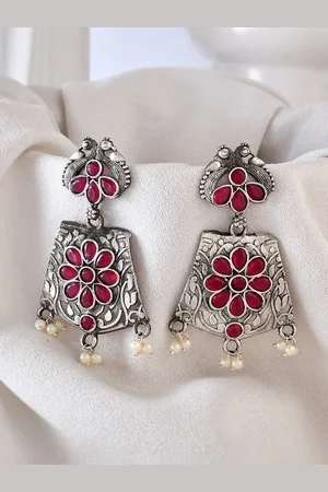 Dastoor Silver-Plated Contemporary Jhumkas