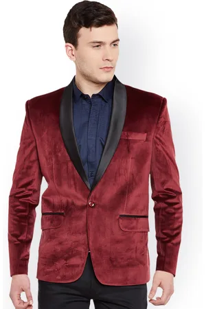 Wintage Maroon Single-Breasted Tailored Fit Party Blazer