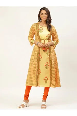 Fitoor Black Printed Ladies kurti with Orange Pant