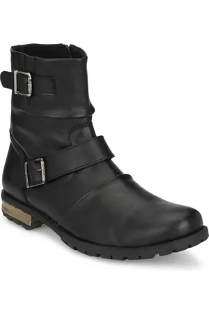 Delize Men Black Solid Lightweight High-Top Flat Boots