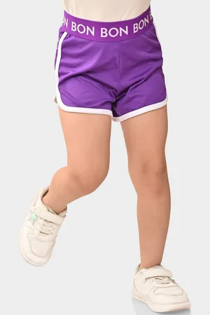 BONKIDS Girls Loose Fit Low-Rise Cotton Shorts
