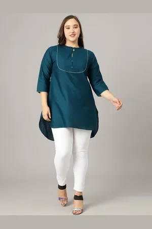 Curvy Lane Plus Size Mandarin Collar Straight Kurta
