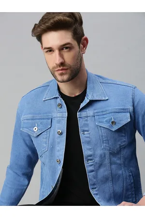 SHOWOFF Men Blue Washed Windcheater Denim Jacket