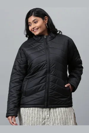 Instafab Women Black Colourblocked Windcheater Puffer Jacket