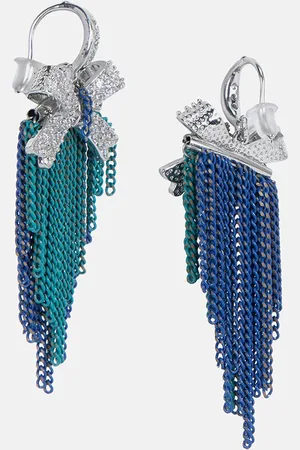 Kazo Silver-Plated Rhinestone Studded Classic Studs Earrings
