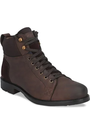 Delize Men Brown Mid-Top Flat Boots