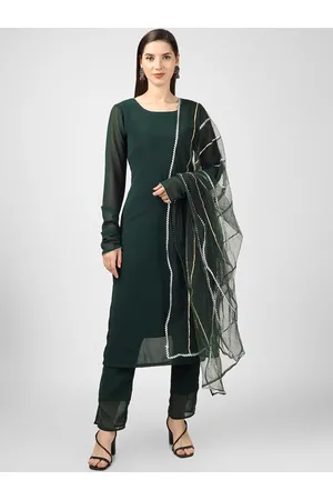 Celebravo Long Sleeves Straight Georgette Kurta with Trousers & Dupatta