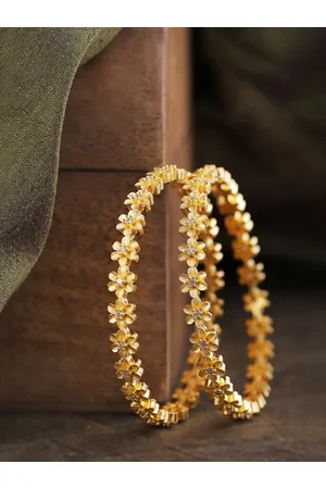 Priyaasi Set of 2 Gold-Plated Stone-Studded Handcrafted Bangles