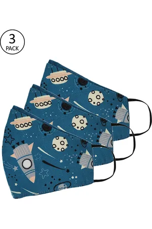 Tossido Unisex Pack Of 3 Blue 3 Ply Premium Cotton Printed Masks