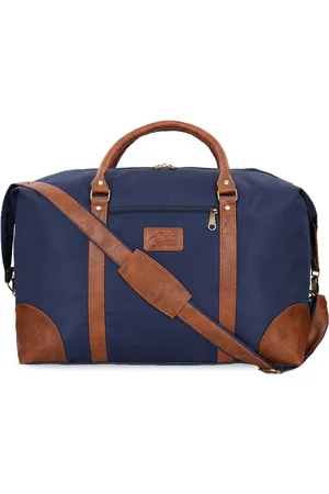 Leather World Unisex Blue Solid Duffel Bag