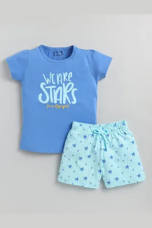 Ginie Girls Typography Printed Top With Shorts